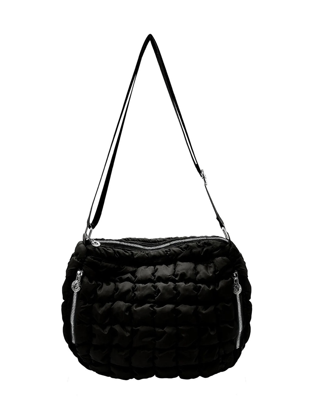 NWT Valentino Orlandi Small Quilted Puffer Tote Black w/ Silver Hardware